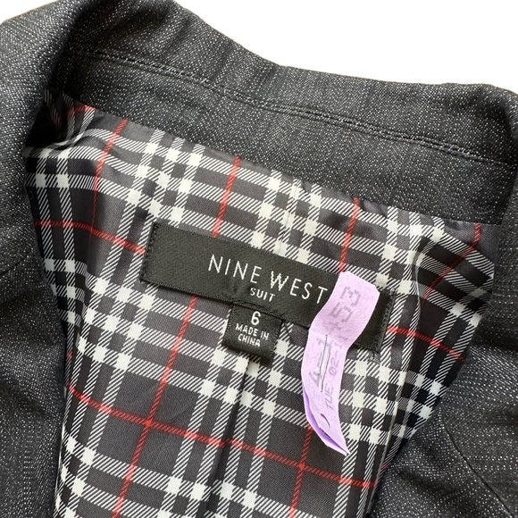 Nine West Women Blazer Size 6 Spark Black Lined Collared A Buttons Slit Cotton - Picture 16 of 16